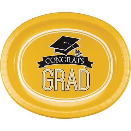 Creative Converting Graduation School Spirit Yellow Oval Plates, 12"x10, 96PK 320101